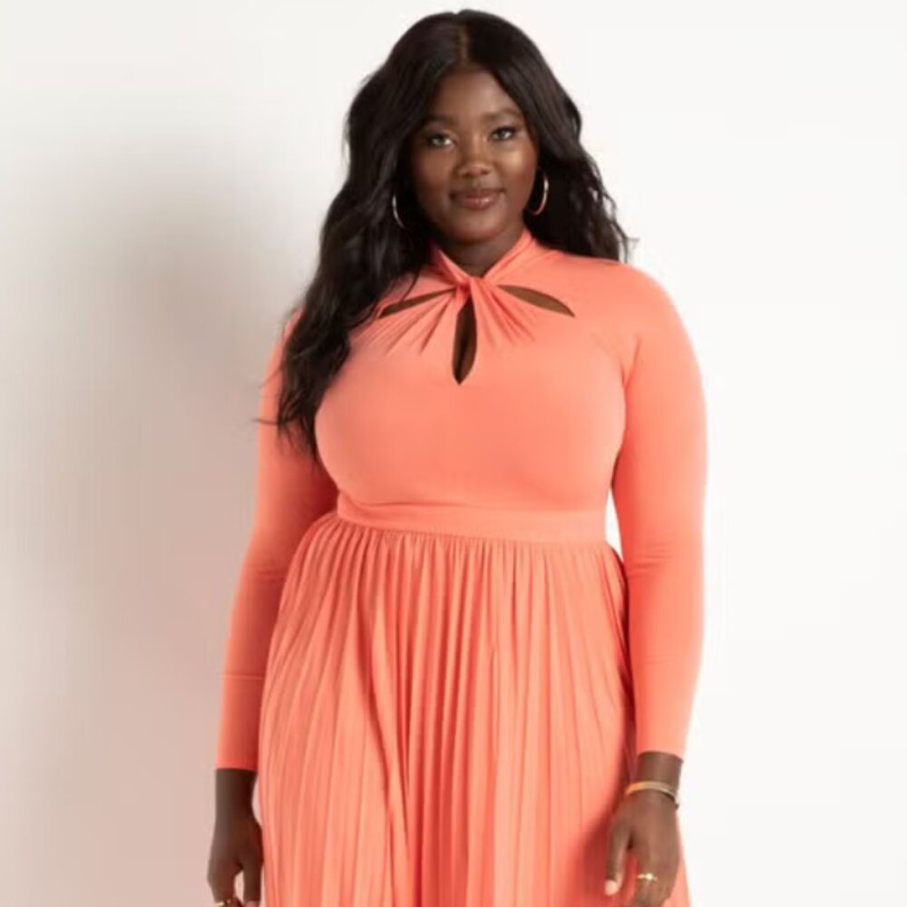 (NWT) Eloquii | Draped Bodice Dress With Pleated Skirt